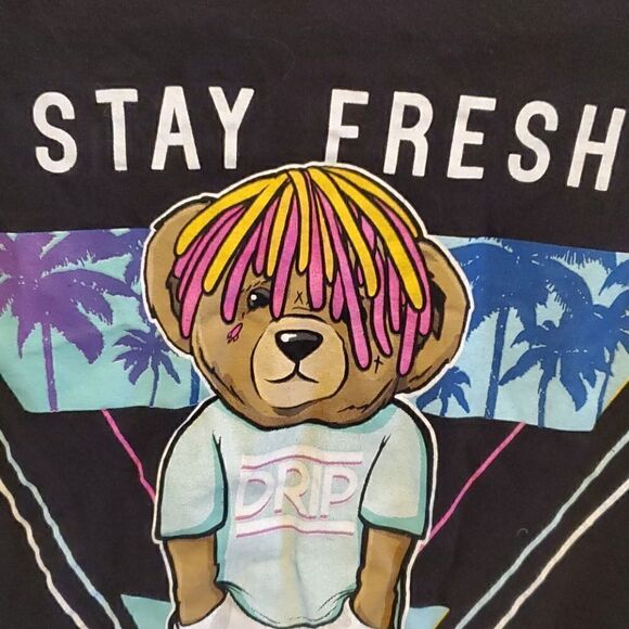 STAY FRESH Black T-Shirt - SIze X-Small - Picture 2 of 3